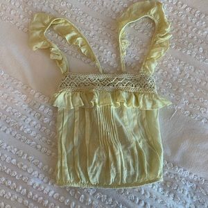 Yellow crochet free people top